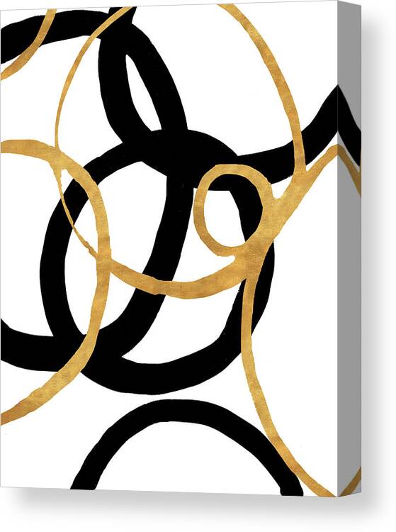 Gold Canvas Print featuring the mixed media Black And Gold Stroke II by Megan Morris