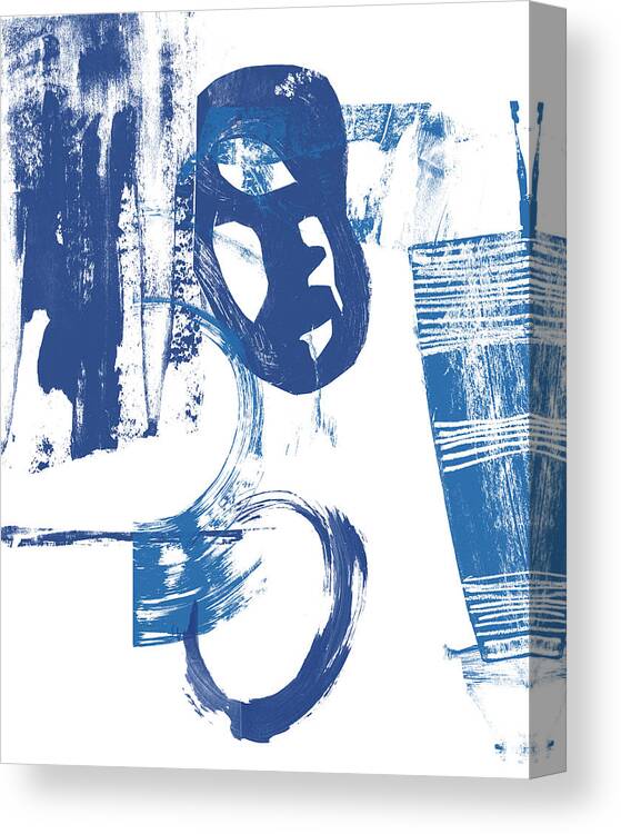 Abstract Canvas Print featuring the painting Blue Scribbles II by Vision Studio