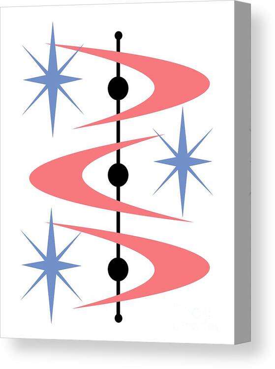 Mid Century Modern Canvas Print featuring the digital art Boomerangs and Stars by Donna Mibus