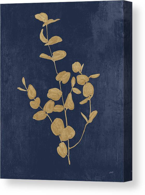 Blue Canvas Print featuring the painting Botanical Study II Gold Navy by Julia Purinton