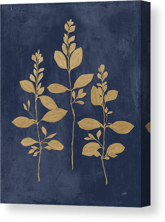 Blue Canvas Print featuring the painting Botanical Study Iv Gold Navy by Julia Purinton