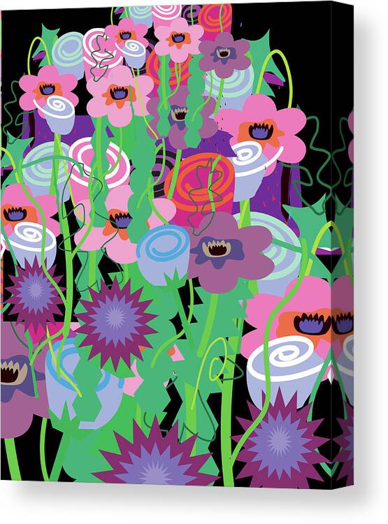 Black Background Canvas Print featuring the digital art Bouquet Of Flowers by Charles Harker