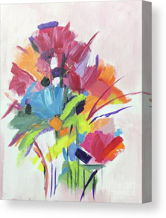 Original Art Work Canvas Print featuring the painting Bouquet of Flowers by Theresa Honeycheck
