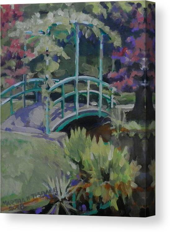 Monet Type Bridge Canvas Print featuring the painting Bridge at Gibbs Gardens by Martha Tisdale