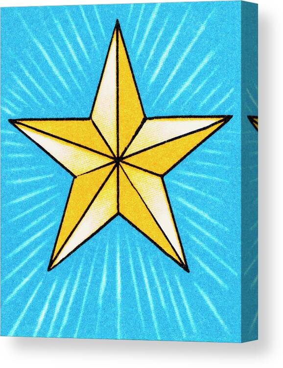 Blue Background Canvas Print featuring the drawing Bright Star by CSA Images