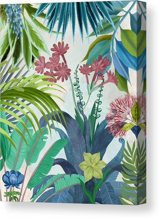Flower Canvas Print featuring the painting Bright Tropics 2 by Fab Funky