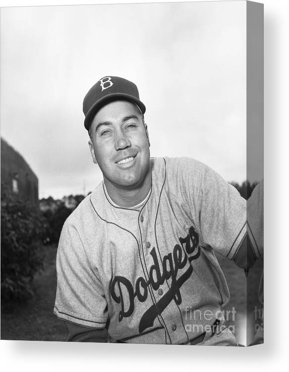 People Canvas Print featuring the photograph Brooklyn Dodgers Player Duke Snider by Bettmann