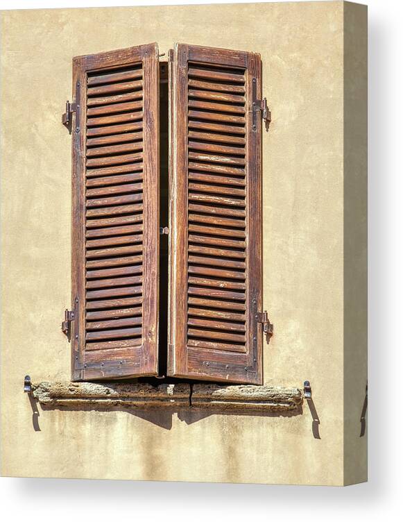 Window Canvas Print featuring the photograph Brown Window of Florence by David Letts