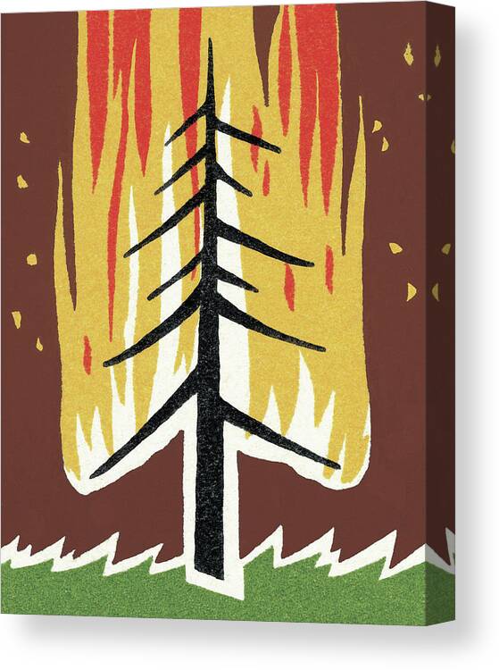 Accident Canvas Print featuring the drawing Burning Tree by CSA Images