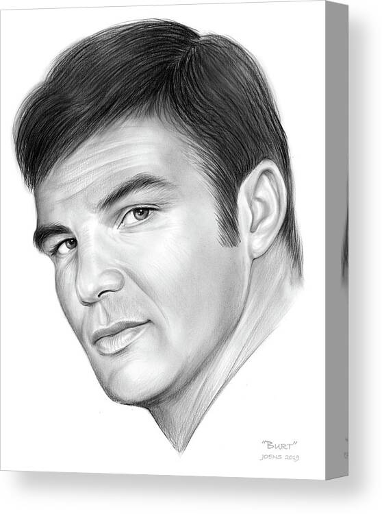 Burt Reynolds Canvas Print featuring the drawing Burt by Greg Joens