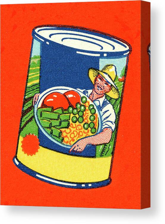 Adult Canvas Print featuring the drawing Can of Vegetables by CSA Images