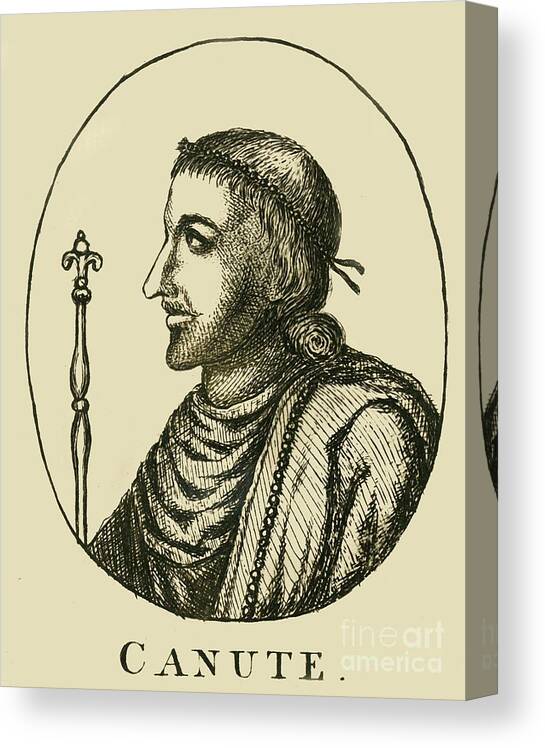 Engraving Canvas Print featuring the drawing Canute by Print Collector