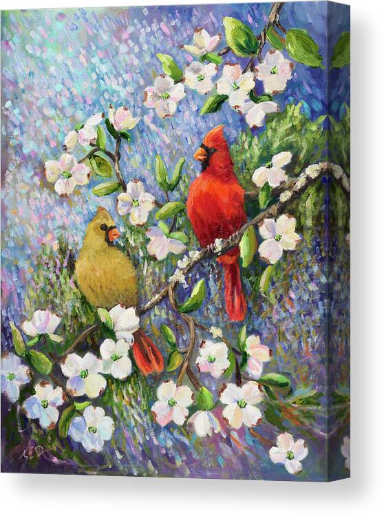 Cardinal Impressions Canvas Print featuring the painting Cardinal Impressions by Sarah Davis