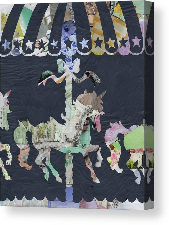 Collage Canvas Print featuring the mixed media Carousel by Artpoptart