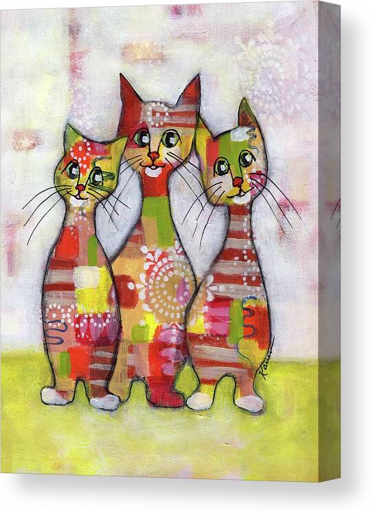 Cat Canvas Print featuring the painting Cat Family Portrait 5 by Karren Case