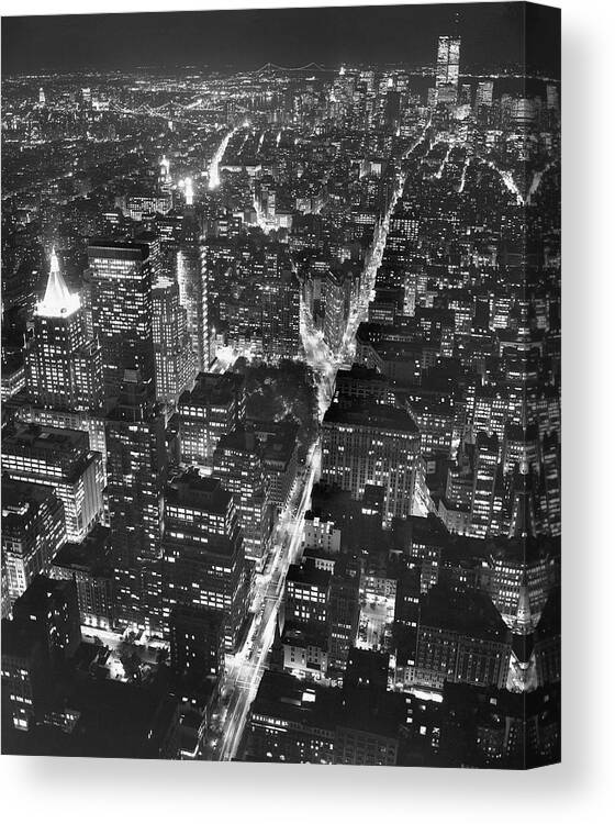 Aerial View Of Nyc At Night
World Trade Center Canvas Print featuring the photograph Cb007 by Chris Bliss