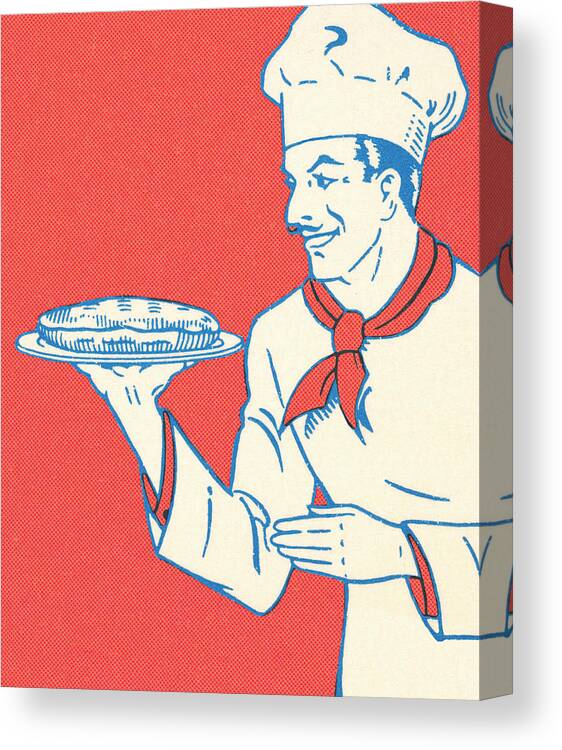 Accessories Canvas Print featuring the drawing Chef Carrying a Plate by CSA Images