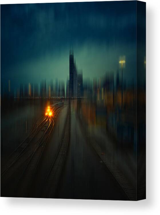 Abstract Canvas Print featuring the photograph Chicago by Yu Cheng