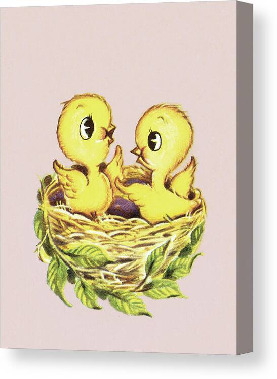 Animal Canvas Print featuring the drawing Chicks by CSA Images