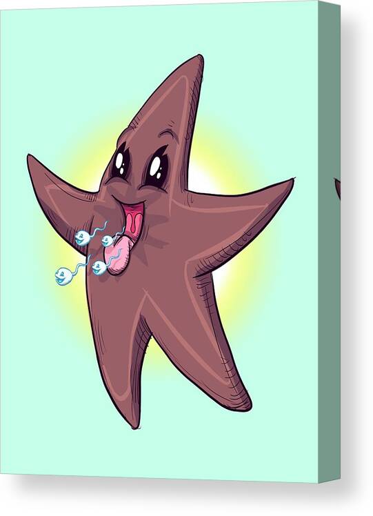 Chocolate Starfish Canvas Print featuring the drawing Chocolate Starfish by Ludwig Van Bacon