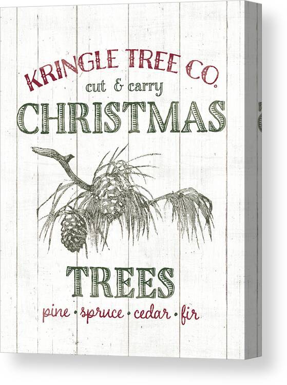 Barn Board Canvas Print featuring the painting Christmas Tree Farm Sign by Wild Apple Portfolio