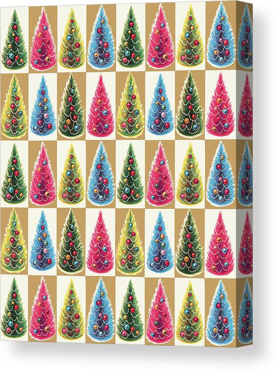 Background Canvas Print featuring the drawing Christmas Tree Pattern by CSA Images