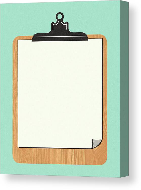 Blue Background Canvas Print featuring the drawing Clipboard with Paper by CSA Images