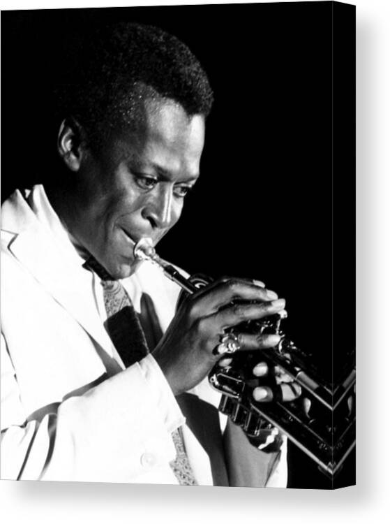 #miles_davis Canvas Print featuring the photograph Close-up Of Miles Davis Playing by Globe Photos