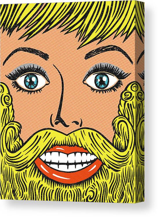 Adult Canvas Print featuring the drawing Closeup of a Blond with Mustache and Beard by CSA Images