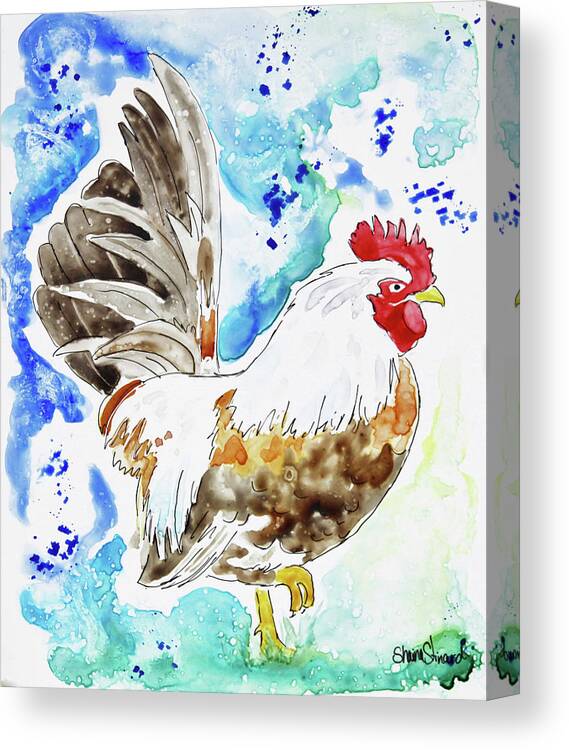 Rooster Canvas Print featuring the painting Cocky by Shaina Stinard