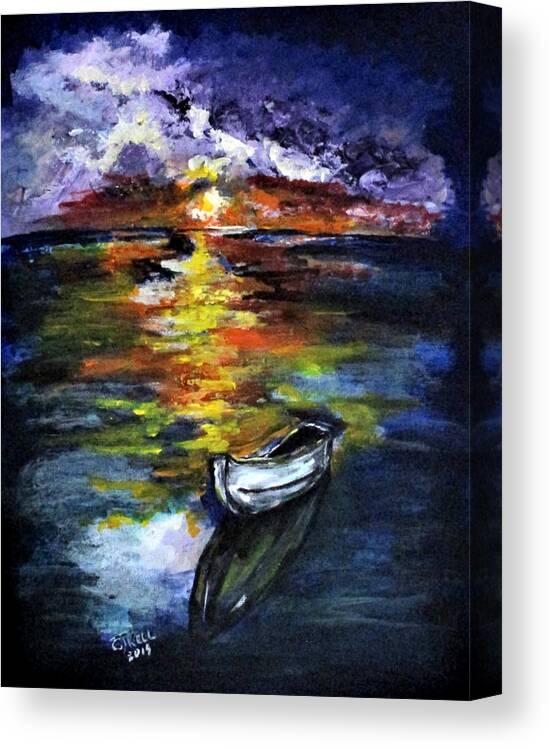 Sunrise Canvas Print featuring the painting Colorful Sunrise by Clyde J Kell