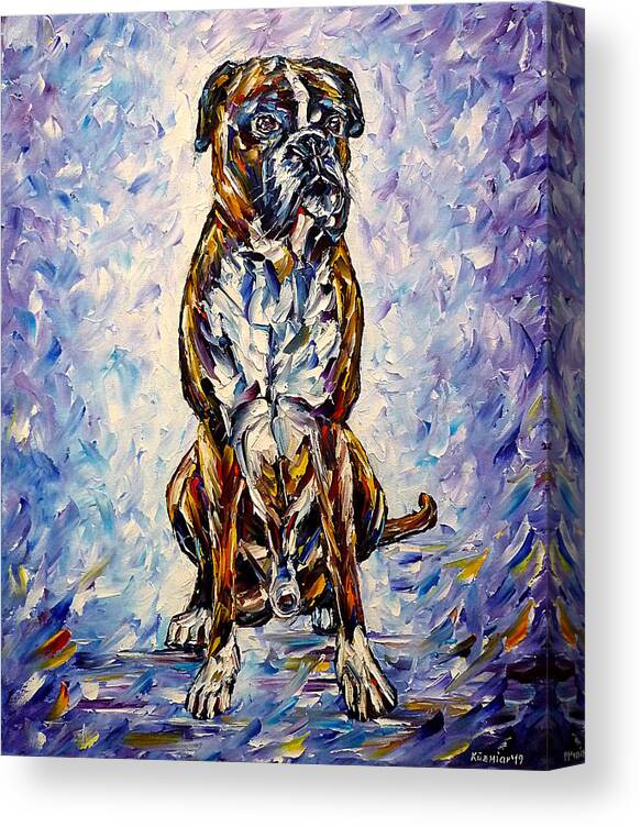 I Love Dogs Canvas Print featuring the painting Cosmo by Mirek Kuzniar