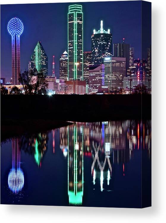 Dallas Canvas Print featuring the photograph Dallas Lights by Frozen in Time Fine Art Photography