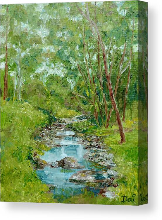 Creek Canvas Print featuring the painting Darebin Creek at Alphington by Dai Wynn
