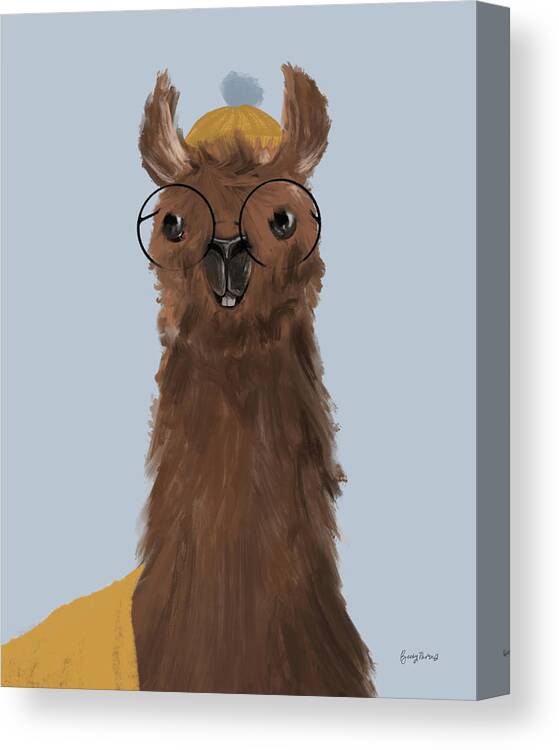 Alpacas Canvas Print featuring the painting Delightful Alpacas IIi by Becky Thorns