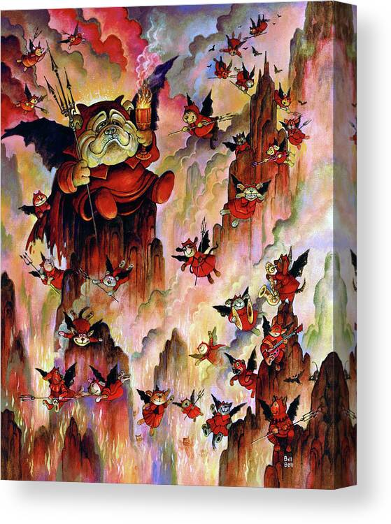 Devil Dogs Canvas Print featuring the painting Devil Dogs by Bill Bell
