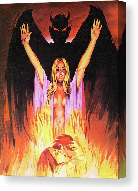 Adult Canvas Print featuring the drawing Devil, Woman and Couple by CSA Images