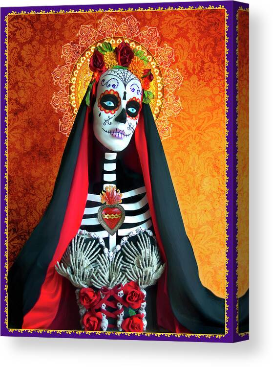 Dod-santa Muerte Canvas Print featuring the mixed media Dod-santa Muerte by Tammy Wetzel