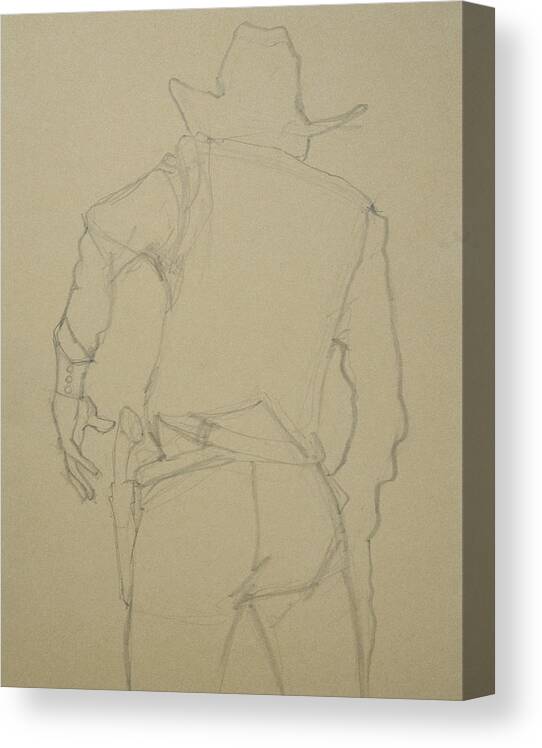 Cowboy Canvas Print featuring the drawing Draw by Jani Freimann