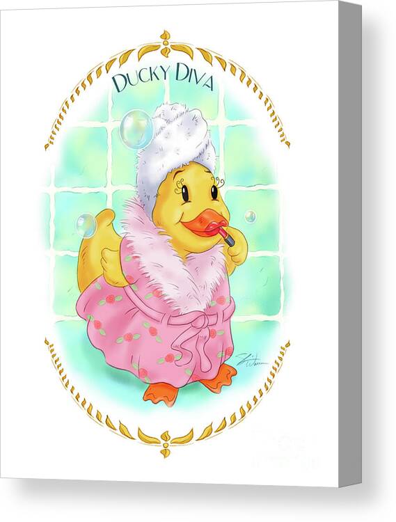 Duck Canvas Print featuring the mixed media Ducky Diva by Shari Warren