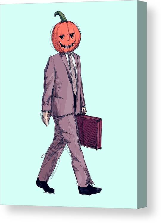 Pumpkin Canvas Print featuring the drawing Dwight Halloween by Ludwig Van Bacon