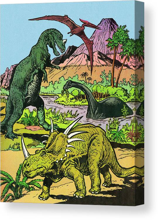 Animal Canvas Print featuring the drawing Dynosaurs by CSA Images