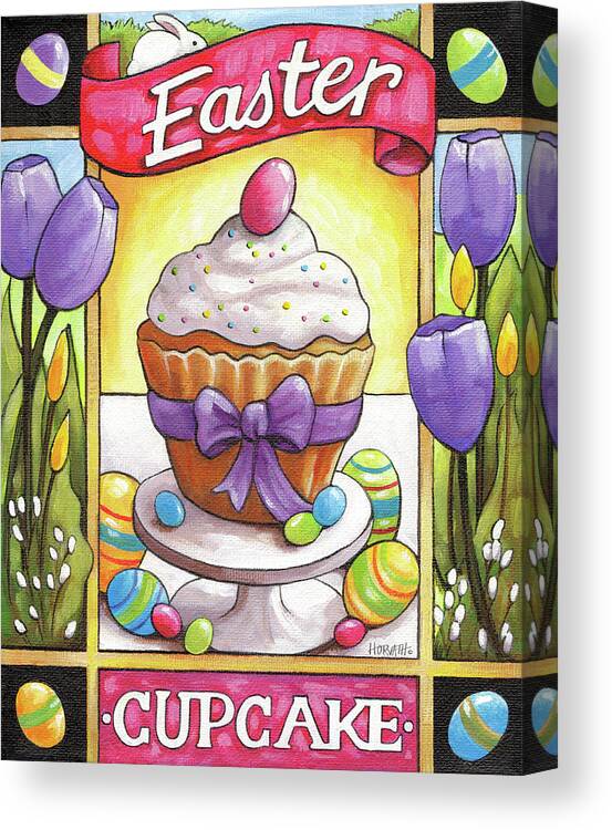 Easter Cupcake Canvas Print featuring the painting Easter Cupcake by Cathy Horvath-buchanan