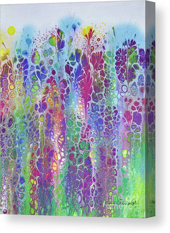 Poured Acrylics Canvas Print featuring the painting Easter Garden by Lucy Arnold