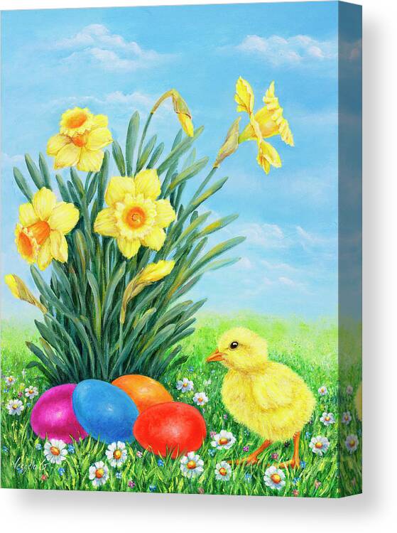 Easter Time Canvas Print featuring the mixed media Easter Time by Vessela G.