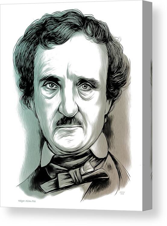 Edgar Allan Poe Canvas Print featuring the mixed media Edgar Allan Poe 2 by Greg Joens