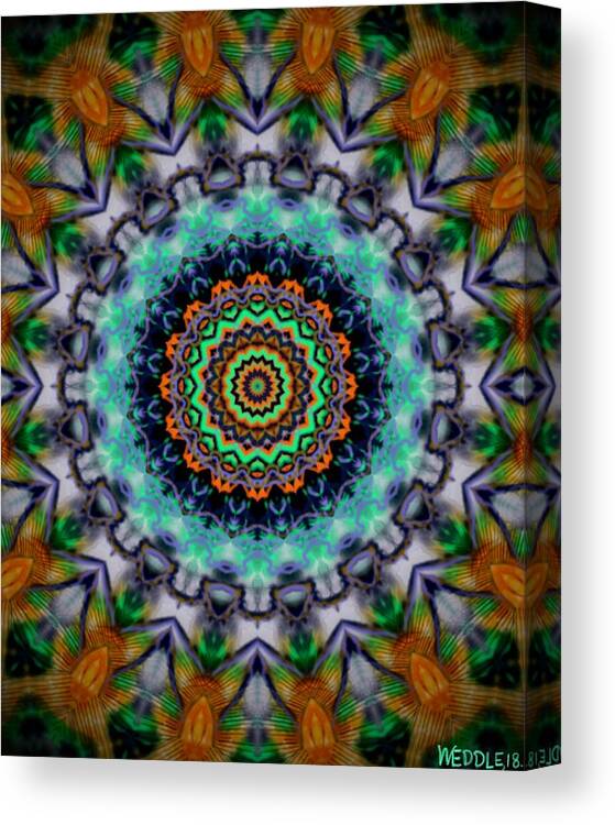Mandala Canvas Print featuring the digital art Electric Mandala by Angela Weddle