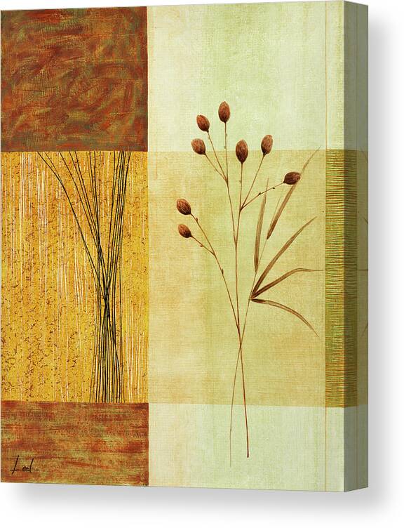 Bunch Of (what Seems To Be) Small Budded Flowers With A Background Of Brown Canvas Print featuring the mixed media F-4 by Pablo Esteban