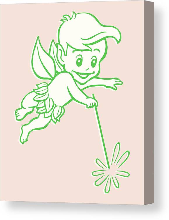 Campy Canvas Print featuring the drawing Fairy With Wings and Wand by CSA Images