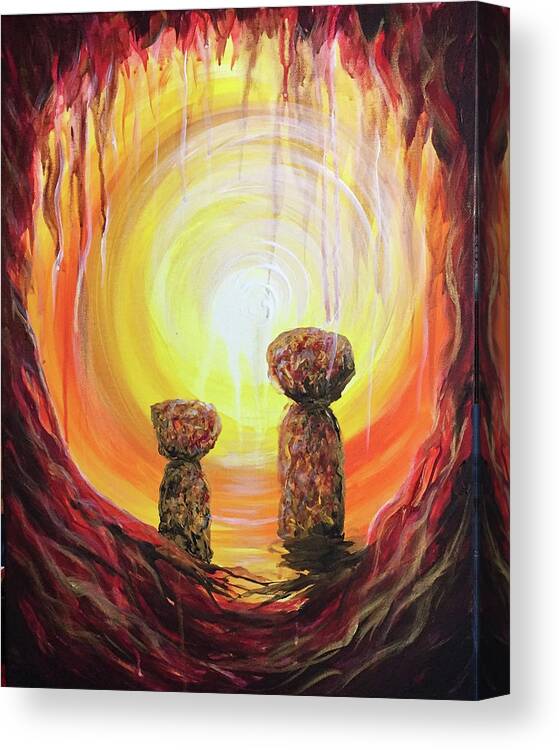 Latte Stone Canvas Print featuring the painting Fire and Earth Latte Stones by Michelle Pier